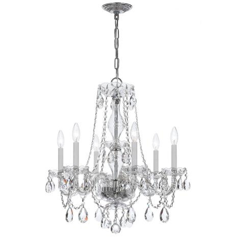 5086-CH-CL-SAQ Crystorama Traditional Crystal 6 Light Spectra Crystal Polished Chrome Chandelier