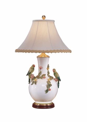 5098 Wildwood Lamps Birds Roosting Lamp with Handmade and Colored Tuscan Porcelain