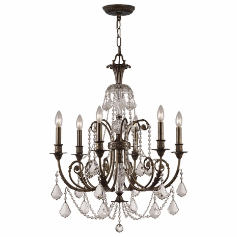5116-EB-CL-MWP Crystorama Regis 6 Light Hand Cut Crystal English Bronze Chandelier