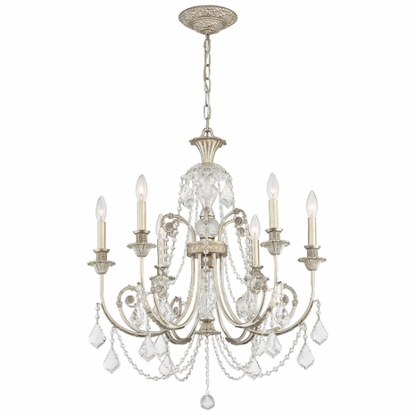 5116-OS-CL-S Crystorama Regis 6 Light Swarovski Strass Crystal Olde Silver Chandelier