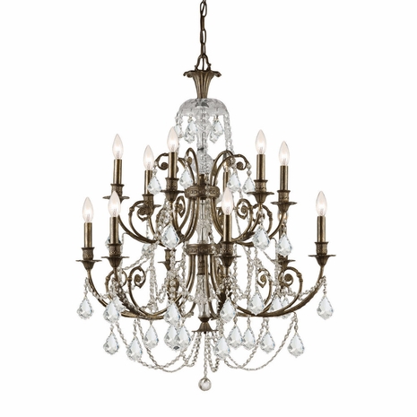 5119-EB-CL-S Crystorama Regis 12 Light Swarovski Strass Crystal Bronze Chandelier