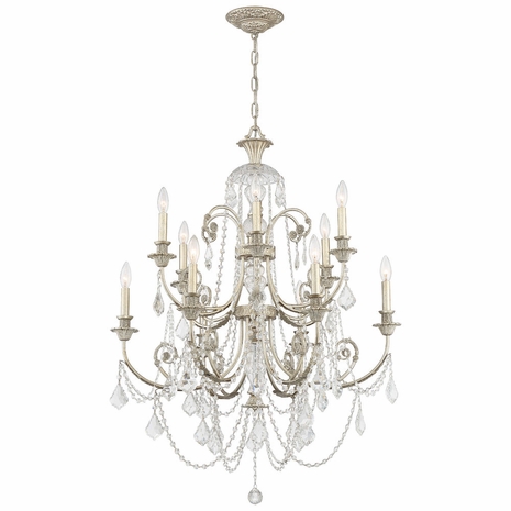 5119-OS-CL-MWP Crystorama Regis 12 Light Hand Cut Crystal Olde Silver Chandelier