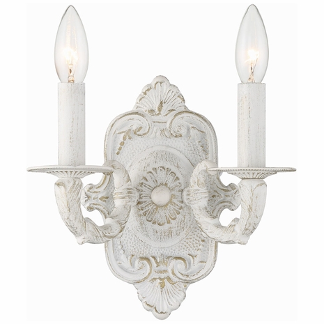5122-AW Crystorama Paris Market 2 Light Antique White Sconce