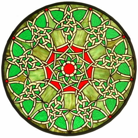 51527 Meyda Tiffany 20"W X 20"H Knotwork Trance Medallion Stained Glass Window