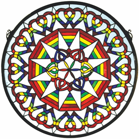 51703 Meyda Tiffany 20"W X 20"H Rainbow Expression Medallion Stained Glass Window