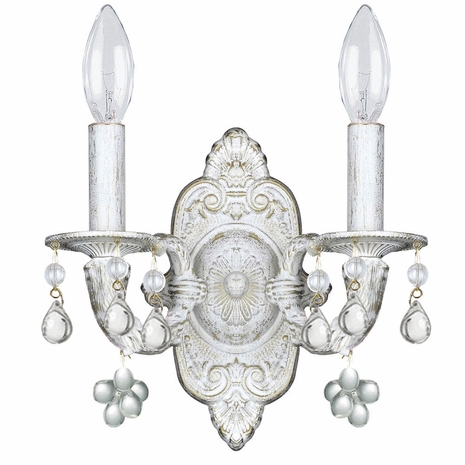 5200-AW-CLEAR Crystorama Paris Market 2 Light Clear Crystal White Sconce