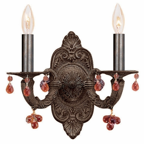 5200-VB-AMBER Crystorama Paris Market 2 Light Amber Crystal Venetian Bronze Sconce