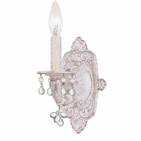 5201-AW-CLEAR Crystorama Paris Market 1 Light Murano Crystal White Sconce