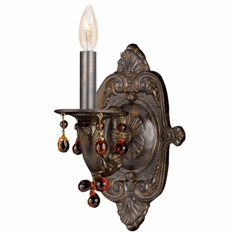 5201-VB-AMBER Crystorama Paris Market 1 Light Amber Crystal Venetian Bronze Sconce