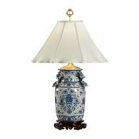 5221 Wildwood Porcelain Hand Painted Blue White With Dragons Lamp