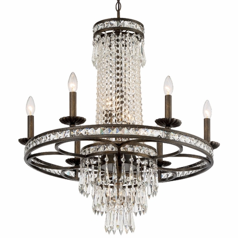 5266-EB-CL-MWP Crystorama Mercer 10 Light Hand Cut Crystal English Bronze Chandelier