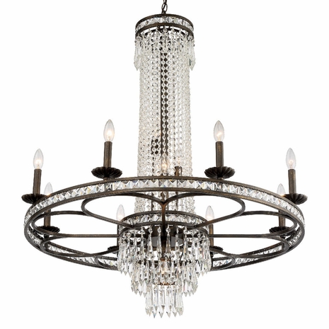 5268-EB-CL-MWP Crystorama Mercer 12 Light Hand Cut Crystal English Bronze Chandelier