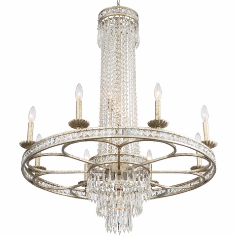 5268-OS-CL-MWP Crystorama Mercer 12 Light Hand Cut Crystal Olde Silver Chandelier