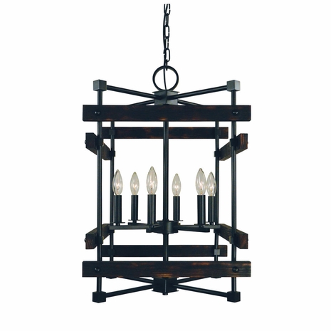 F-5276 Framburg 6-Light Matte Black Rustic Chic Chandelier
