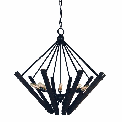 F-5280 Framburg 10-Light Matte Black Rustic Chic Chandelier