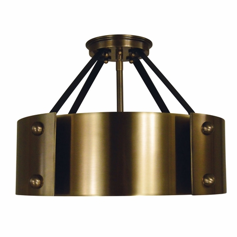 F-5290 Framburg 6-Light Antique Brass/Matte Black Lasalle Semi-Flush