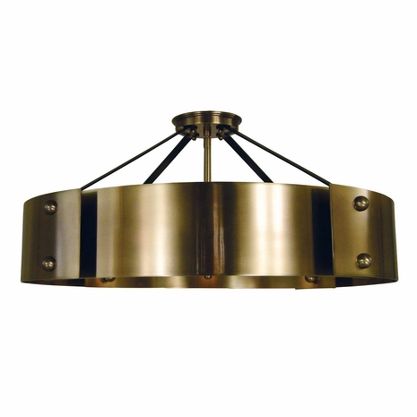 F-5292 Framburg 8-Light Antique Brass/Matte Black Lasalle Semi-Flush