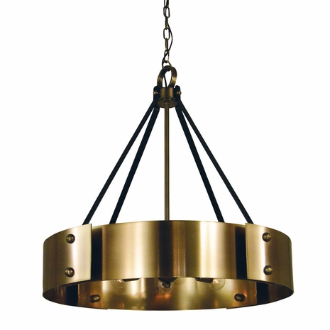 F-5298 Framburg 8-Light Antique Brass/Matte Black Lasalle Chandelier