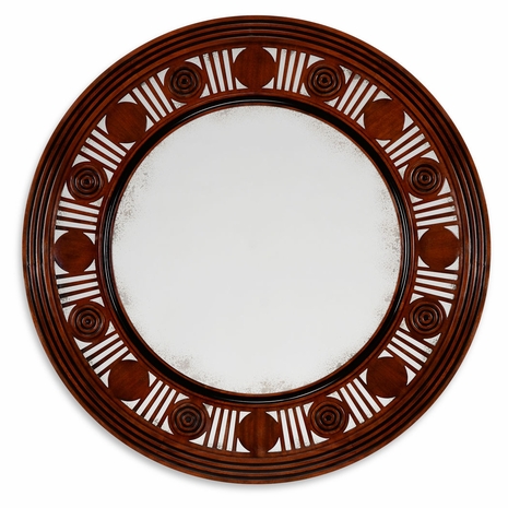 530049 Jonathan Charles William Yeoward Pen Stewart Mirror Round with Rich Mahogany Finish