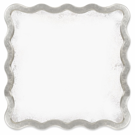 530190-PAS Jonathan Charles Keste Square Mirror In Antique Silver