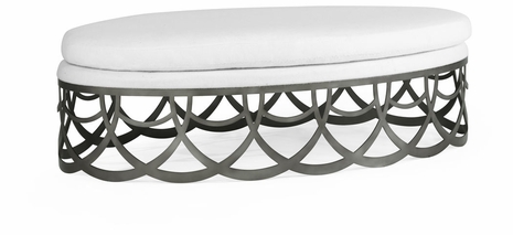 530223-SBO-DCOM Jonathan Charles Gigolette Ottoman - Upholstered with Cushion & Lining Only (Antique Bronze Finish)