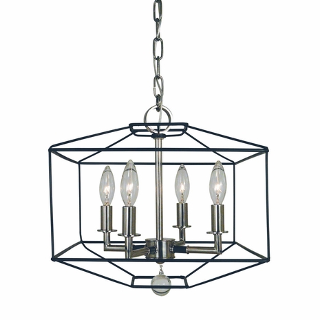 F-5304 Framburg 4-Light Polished Nickel/Matte Black Isabella Dual Mount Chandelier