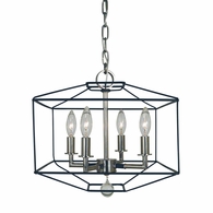 F-5304 Framburg 4-Light Polished Nickel/Matte Black Isabella Dual Mount Chandelier