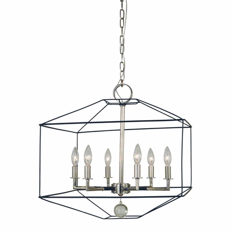 F-5306 Framburg 6-Light Polished Nickel/Matte Black Isabella Chandelier
