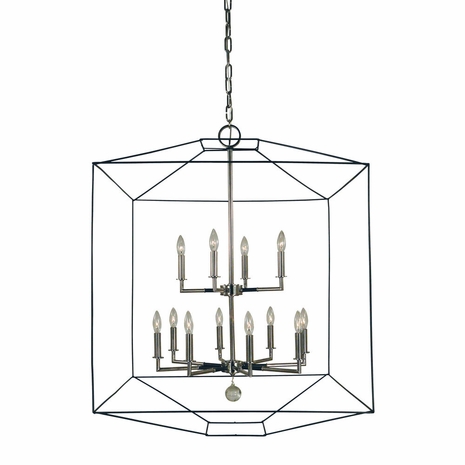 F-5308 Framburg 12-Light Polished Nickel/Matte Black Isabella Chandelier