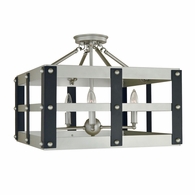 F-5344 Framburg 5-Light Satin Pewter/Matte Black Metro Artisan Flush / Semi-Flush Mount