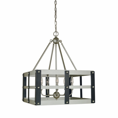 F-5346 Framburg 5-Light Satin Pewter/Matte Black Metro Artisan Dining Chandelier