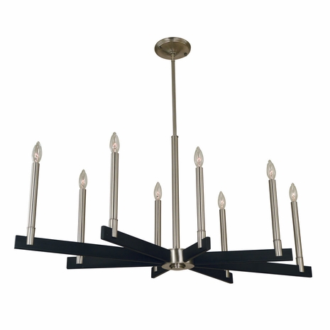 F-5352 Framburg 8-Light Brushed Nickel/Matte Black Jessica Dining Chandelier