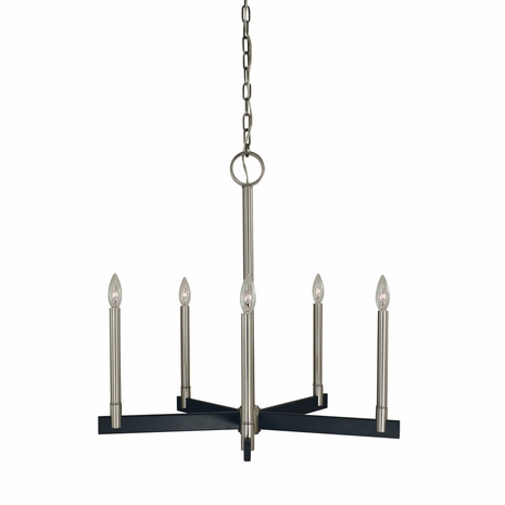 F-5355 Framburg 5-Light Brushed Nickel/Matte Black Jessica Dining Chandelier