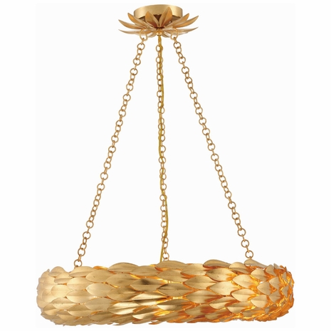 536-GA Crystorama Broche 6 Light Antique Gold Chandelier