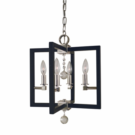 F-5362 Framburg 4-Light Polished Nickel/Matte Black Minimalist Elegant Dual Mount Chandelier