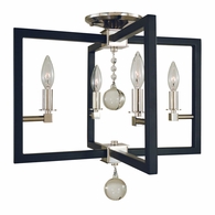 F-5363 Framburg 4-Light Polished Nickel/Matte Black Minimalist Elegant Flush / Semi-Flush Mount