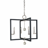 F-5364 Framburg 4-Light Polished Nickel/Matte Black Minimalist Elegant Dining Chandelier