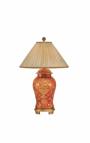 5365 Wildwood Lamps Damask Centrepiece Lamp with Hand Painted on Porcelain
