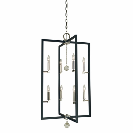 F-5368 Framburg 8-Light Polished Nickel/Matte Black Minimalist Elegant Foyer Chandelier