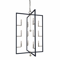 F-5369 Framburg 12-Light Polished Nickel/Matte Black Minimalist Elegant Foyer Chandelier