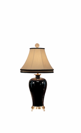 5435 Wildwood Lamps Meiping Nero Lamp with Art Glaze on Porcelain