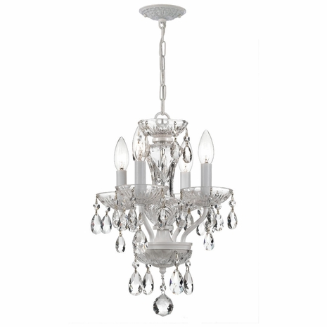 5534-WW-CL-MWP Crystorama Traditional Crystal 4 Light Hand Cut Crystal Wet White Mini Chandelier
