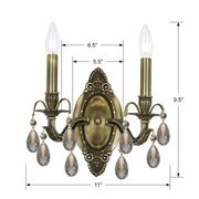 5562-AB-GT-S Crystorama Dawson 2 Light Golden Teak Swarovski Strass Crystal Brass Sconce