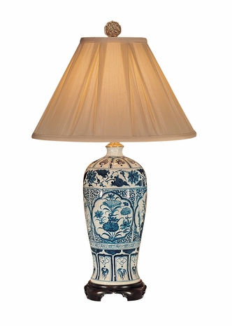 5574 Wildwood Lamps Blue White Garden Lamp with Hand Painted Crackle Porcelain Traditional Blue White