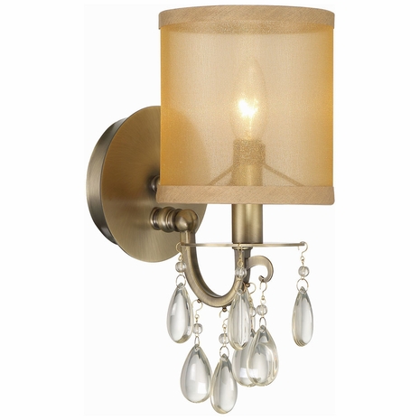5621-AB Crystorama Hampton 1 Light Antique Brass Sconce