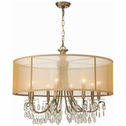 5628-AB Crystorama Hampton 8 Light Drum Shade Antique Brass Chandelier