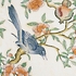 5677 Wildwood 25in. Porcelain Pom 'N Bird Lamp with Silkette Shade and Hand Painted/Mahogany Finish