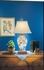 5677 Wildwood 25in. Porcelain Pom 'N Bird Lamp with Silkette Shade and Hand Painted/Mahogany Finish