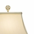 5677 Wildwood 25in. Porcelain Pom 'N Bird Lamp with Silkette Shade and Hand Painted/Mahogany Finish
