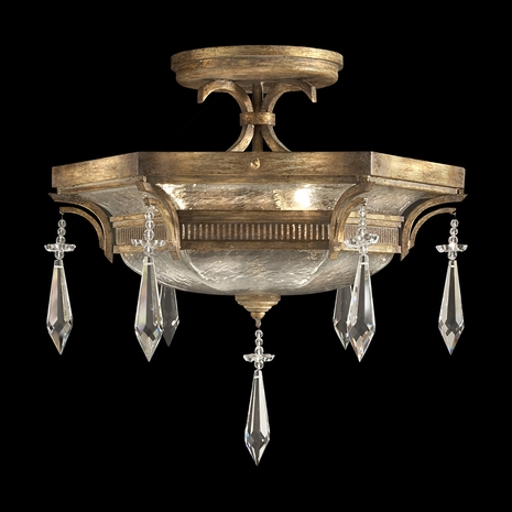 569840 Fine Art Lighting Monte Carlo 21"W Round Semi-Flush Mount with Gold Finish